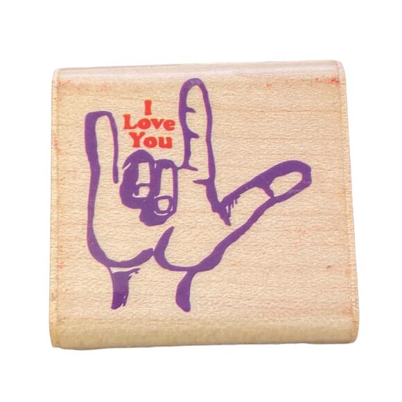 Inkadinkado 173-J I Love You Sign Language Rubber Stamp - Picture 1 of 2